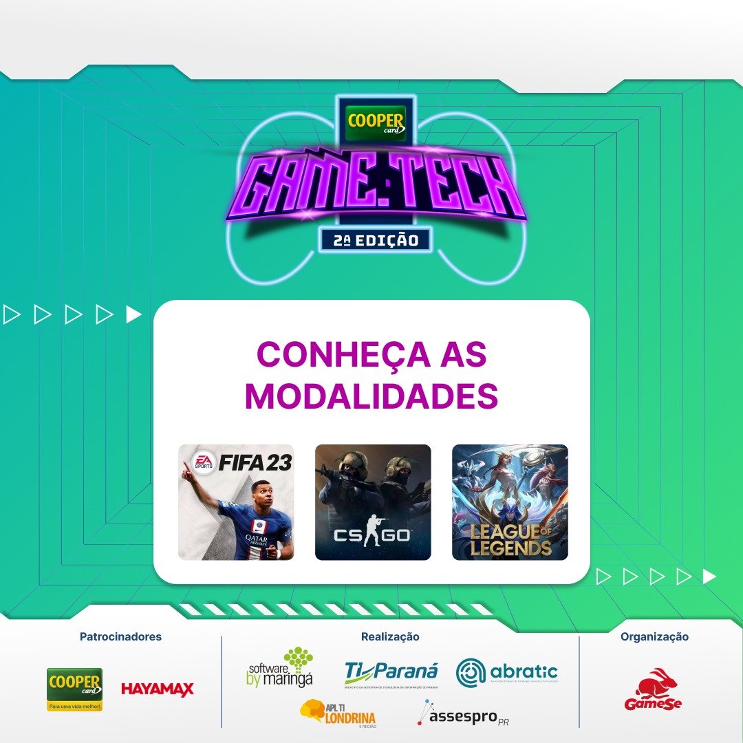 Arte de divulgação da segunda edição do campeonato de games Gametech