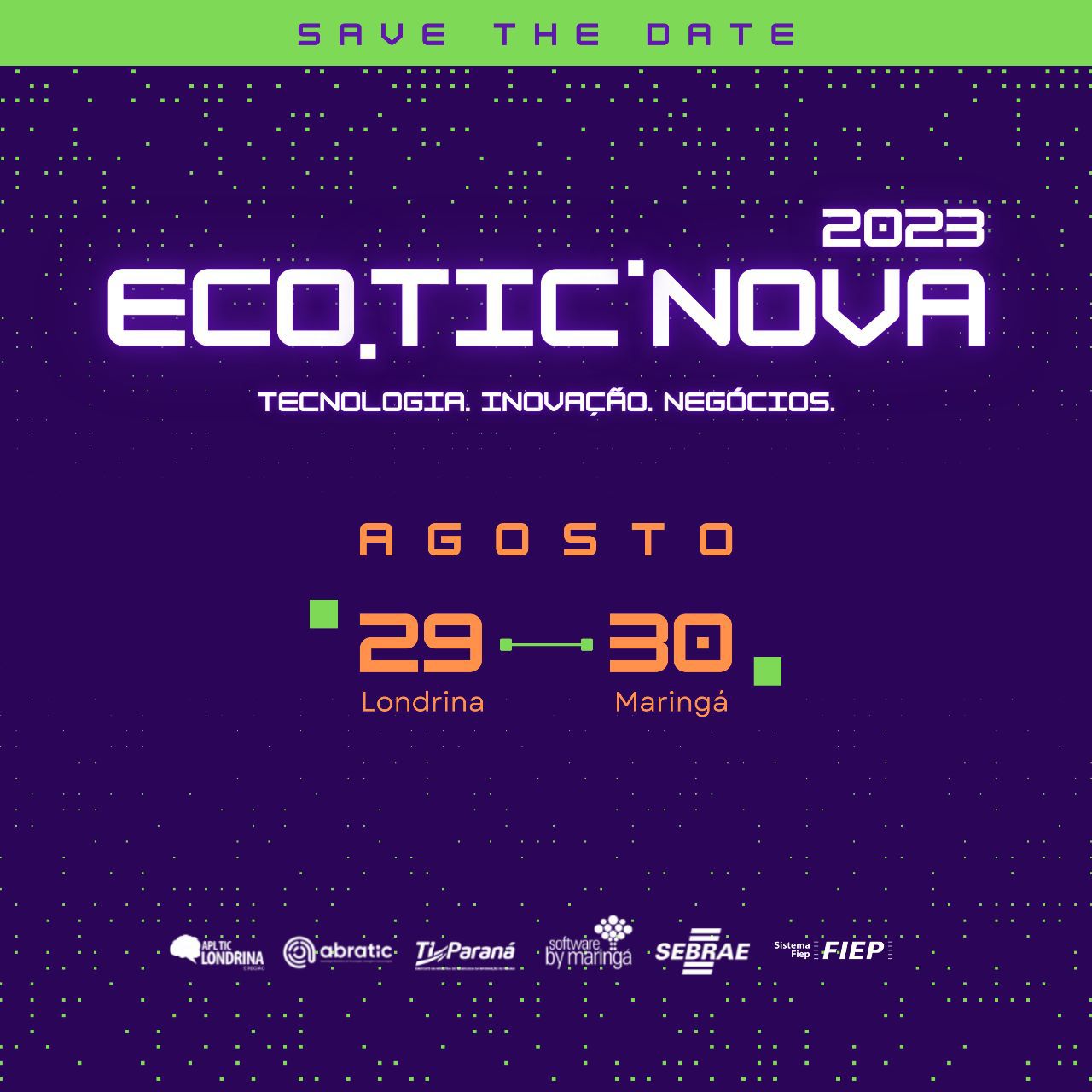 Arte de divulgação do ECO.TIC.NOVA 2023